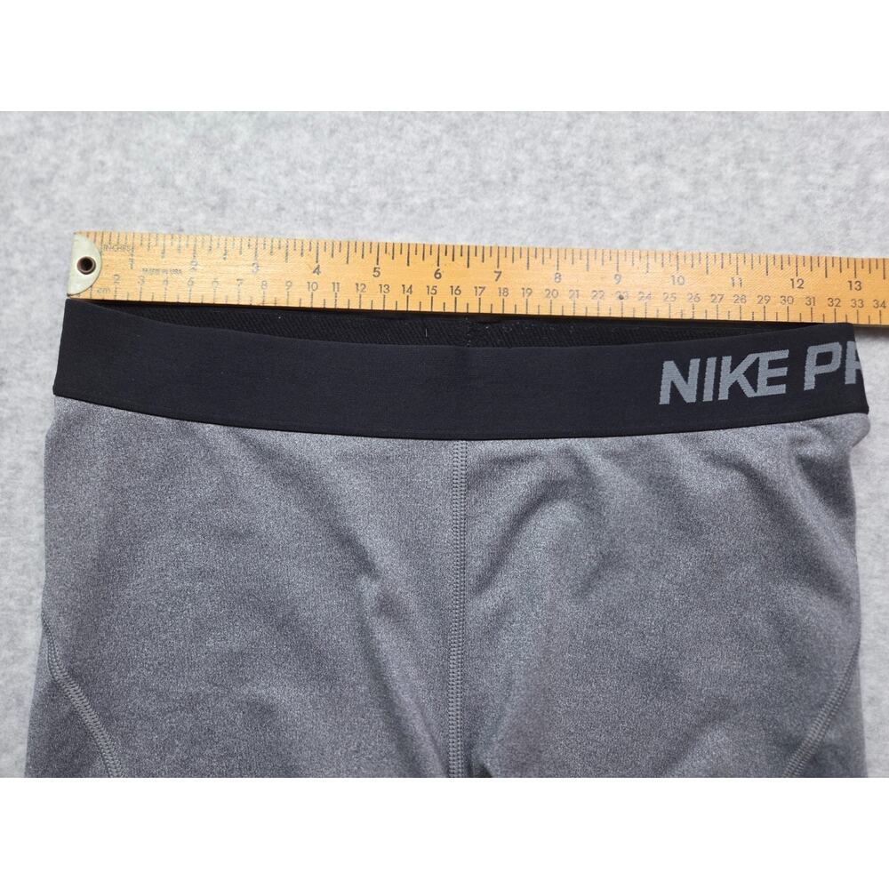 Nike Pro Women’s Medium Compression Shorts Gray Heather Black Elastic Waistband - Picture 5 of 8